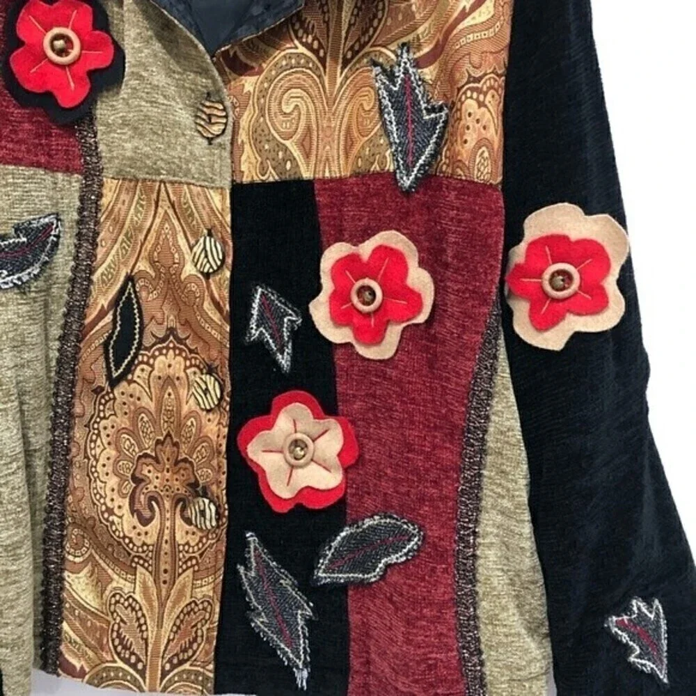 JULIA KIM Velvet‎ Patched Jacket  L - Picture 7 of 8